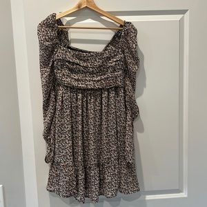 Long-Sleeve Ruched Mini Dress